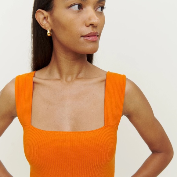 NWT REFORMATION Laurena Knit Dress Orange Bodycon S - Picture 4 of 11